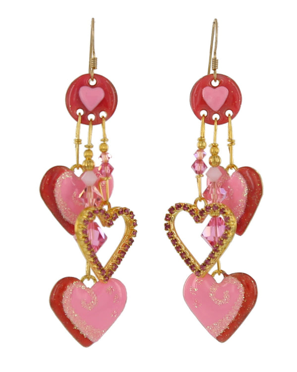 Three Heart Dangle - Pink